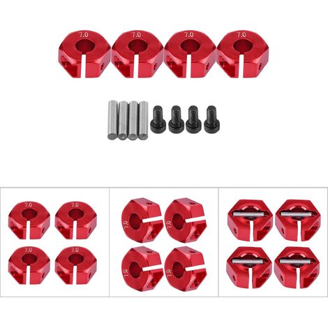 Universeller 12-mm-Sechskantnabenadapter für 1/10 RC-Car HSP Sakura (7 mm, Rot) (1/5)