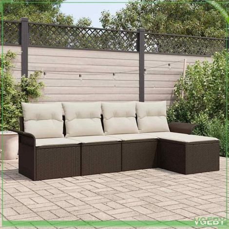 3345318 Canapé d’extérieur avec coussin 5 pcs Marron polyrotin (1/5)