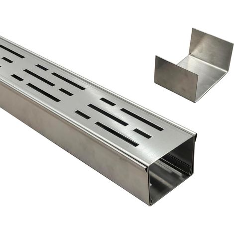 Caniveau Etroit Terrasse 7 Cm de Large, 1 M de Long, Caniveau Exterieur Extra Plat de ExtéRieur en Acier Inoxydable 304 avec Raccord, Canalisation de Drainage pour Balcon/Trottoir (1/5)