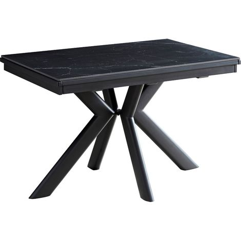 Table repas 120x80cm allongeable plateau en finition marbre pied étoile anthracite - XENON (1/4)
