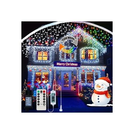 25+5M 800LED Renouvelable Guirlande Lumineuse Extérieure, 3 In 1 Guirlande Noel Extérieure avec 8 Modes, Timer, Fonction Mémoire Rideau Lumineux Noë, pour intérieur extérieur Deco Noel Extérieur (1/5)