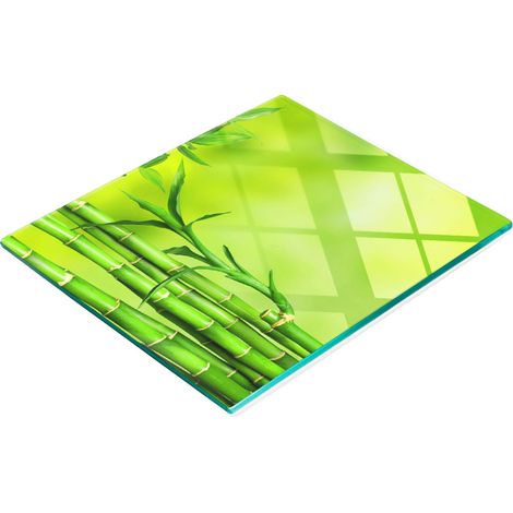Tabla de servir de cocina de vidrio templado con gr谩ficos de bamb煤 60x52 cm