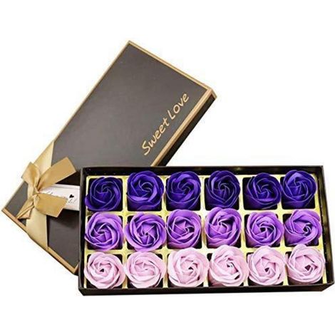 18 Rosen-Badeseife Blumen im Geschenkset, Duftend, Lila Farbverlauf (1/4)
