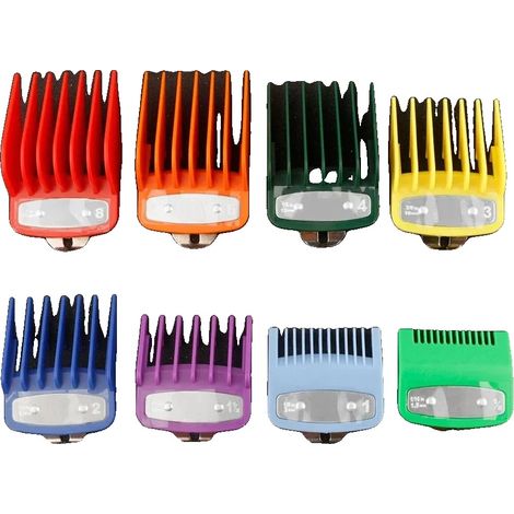 Peines guía para cortapelos, juego versátil de 8 piezas, accesorio duradero para peinar el cabello, colorido (1/2)