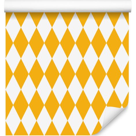 Carta da parati Arlecchino con diamanti oro e bianco per soggiorno e camera da letto 50x1000 cm (1/5)