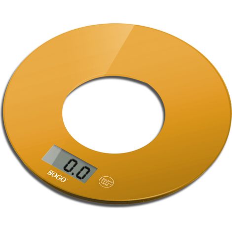 Balanza De Cocina - Redonda - Cristal - 5Kg - Naranja (1/2)