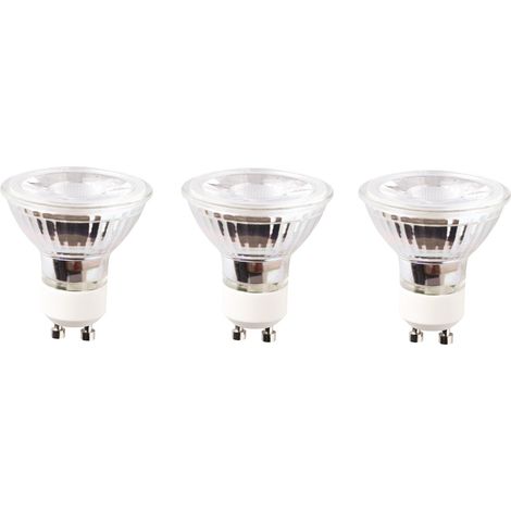 LOT DE 3 AMPOULES LED GU10 VERRE - 5W - BLANC CHAUD (1/3)