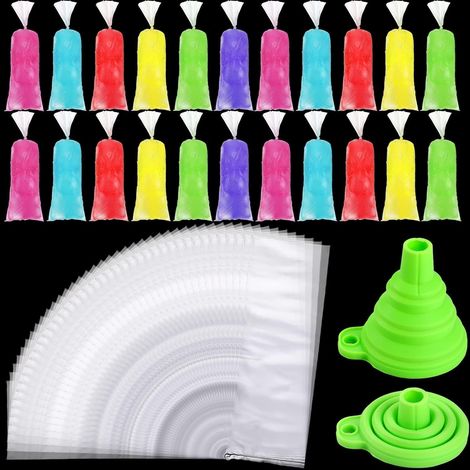 Lot de 240 sachets jetables pour glaces à l'eau (poches en plastique) avec entonnoir en silicone, adaptés à la préparation de glaces à l'eau, de glaces au yaourt et de crèmes glacées. (1/5)