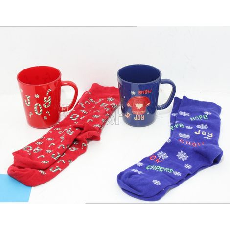 Set bicchiere da caffè e tè con calze natalizie modello assortito PERAGA CHRISTMAS