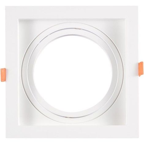 Collerette carrée en polycarbonate pour ampoule QR111 ou AR111 - - Blanc