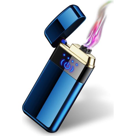 Briquet électrique rechargeable USB Pulse Double Arc avec indicateur de charge, bleu (1/5)