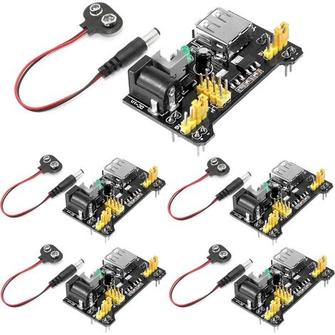 Stück 3,3 V/5 V 700 mA MB102 Steckbrett-Netzteilmodul, RUNCCI-YUN für stecklose Steckplatinen mit 9-V-Batterieklemmenkabel, 2,1 x 5,5-mm-DC-Stecker (männlich) für Arduino (1/5)