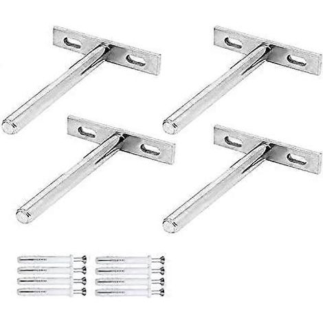 Lot de 4 supports invisibles pour étagères flottantes, dissimulés en forme de T pour fixation sur bois, idéal pour les projets de menuiserie - AquaForge (1/4)
