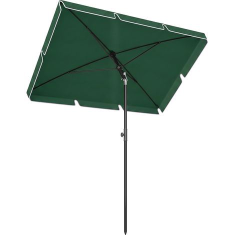 Parasol de jardin rectangulaire 2x1.3m inclinable avec mat en aluminium Vert et Noir