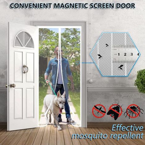 Moskitonetz für Terrassentüren 120x200, SHA2WEN Magnetisches Moskitonetz, weiß, Genießen Sie den Sommer mit Ihrer Familie (1/4)