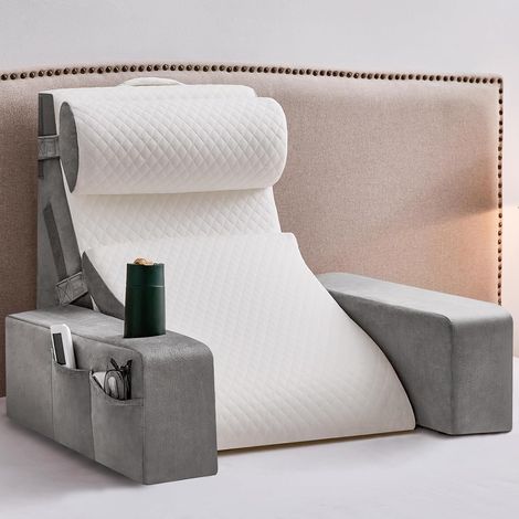 Coussin de lecture pour lit et canapé, coussin de livre avec traversin et accoudoirs amovibles, coussin de dossier de lit, coussin mural multifonction pour lire, travailler (1/5)