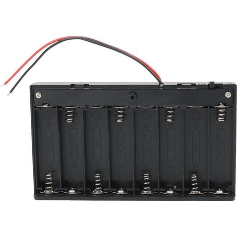 unidades de portapilas AA de 12 V, caja de plástico para almacenamiento de pilas con interruptor de encendido/apagado y bridas para cables. (1/5)