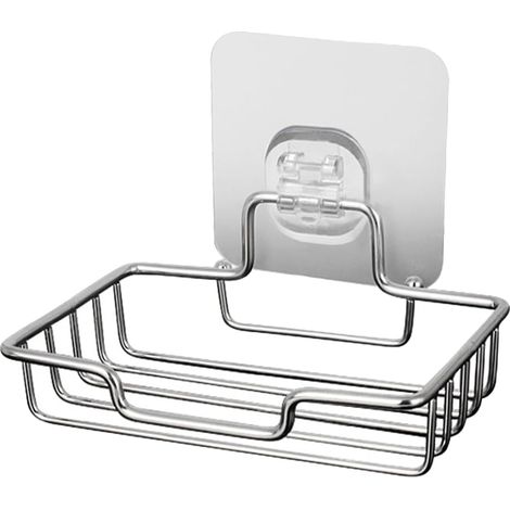 Porte-Savon Mural en Acier Inoxydable avec Drainage Support sans Perçage pour Salle de Bain et Cuisine Rangement Pratique et Anti-Moisissure pour Savon et Éponge (1/5)