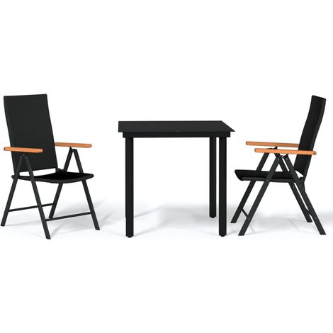 Ensemble de salle à manger de jardin 3 pcs Noir 12 (1/5)