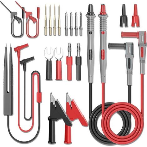 21-teiliges Multimeter-Prüfspitzenset – Krokodilklemmen, SMD/IC-Haken und Präzisionsprüfspitzen, Komplettset für Elektriker