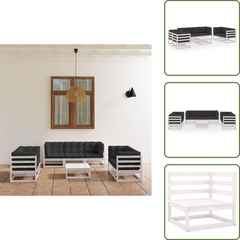 8-tlg. Garten-Lounge-Set mit Kissen Kiefer Massivholz - Garten Lounge Set - Kiefernholzmöbel - Outdoor Möbel - Gartenmöbel - Loungemöbel (1/5)