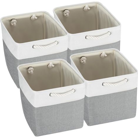 Trintion Zusammenklappbare Aufbewahrungsbox mit Griffen Stoff Aufbewahrungskorb für Regale Schränke und Schränke Langlebig und leicht Home Organisation (Grau 4Stück, 33x33x38cm) (1/5)