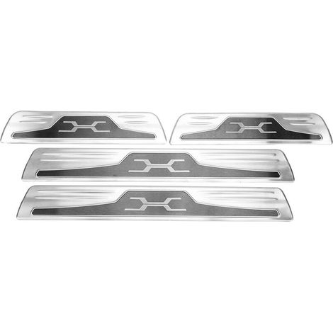 Plaque de seuil de seuil de porte, 4 pièces en acier inoxydable de seuil de porte de voiture garnitures de couverture de protection d'entrée de porte de voiture auto-adhésive pour Harrier (1/4)