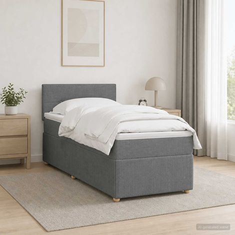Cama box spring con colchón Gris oscuro 80 x 200 cm Tela (1/5)