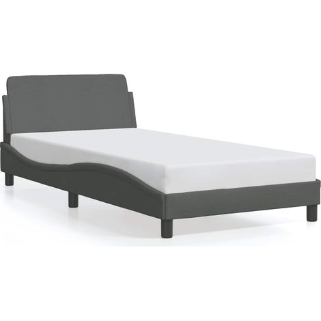Bed Frame "Dover" Dark Grey 100x203 cm Fabric vidaXL (1/5)