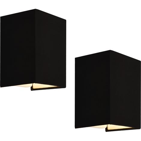 Set di 2 Applique Schwerin da Interni con Paralume Quadrato in Tessuto Nero - lux.pro