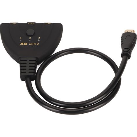 Sélecteur HDMI 4K 60Hz 3 entrées 1 sortie bidirectionnel, répartiteur HDMI pour TV, moniteur, projecteur et ordinateur (1/5)