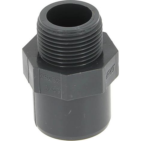 Girpi – Raccord PVC pression mâle-femelle 32-25 – Filetage 3/4" (20x27) – Pour réseaux d'eau froide sous pression – Norme EN 1452-3
