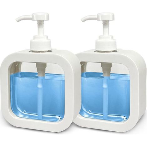2 flaconi di plastica con pompa per dispenser di sapone liquido per le mani, dispenser per detersivo per piatti, dispenser per shampoo, lozione e sapone per le mani, ricaricabili per cucina e bagno (1/5)