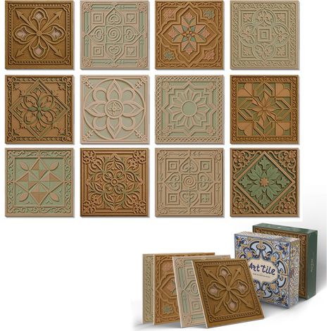 12 Stickers Carrelage 15x15cm Retro Mediterranee F (1/5)