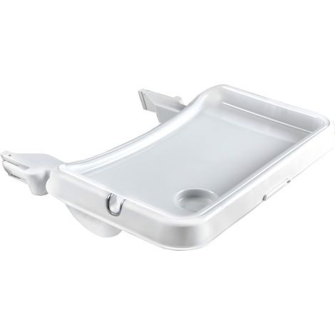 hauck Alpha Tray, Bianco - Vassoio Pappa 3in1 per Seggiolone Alpha+ e Beta+ - con Riduttore di Seduta, Bordo Rialzato e Portabicchiere - Regolabile in Profondità - Facile da Pulire (1/5)