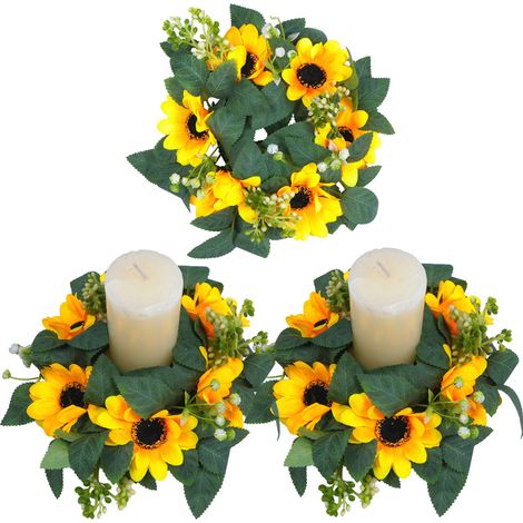 2 couronnes de tournesols artificiels printaniers, 25 cm-AquaForge (1/5)