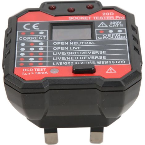 Testeur de Prise Électrique 20D Détecteur de Fils Phase Neutre 48‑250V Prise UK (1/5)