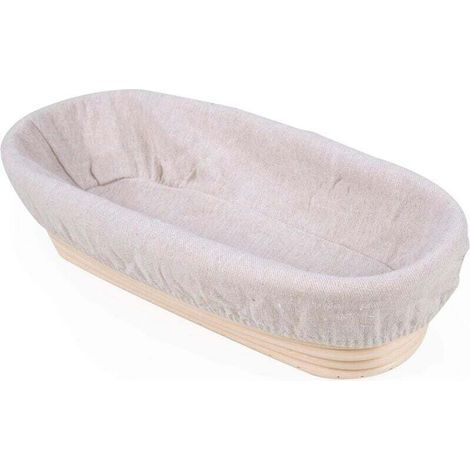 Banneton Ovale, brotform avec Doublure en Lain, Corbeille à Pain Ovale, Panier de Fermentation de Pain, Jusqu’à 0,7kg de pte, 30 x 14 x 7cm