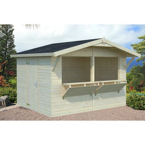 Kiosque de vente Palmako Stella 8,2 m² Naturel , 16 mm Épaisseur paroi 361 x 320 cm (1/4)