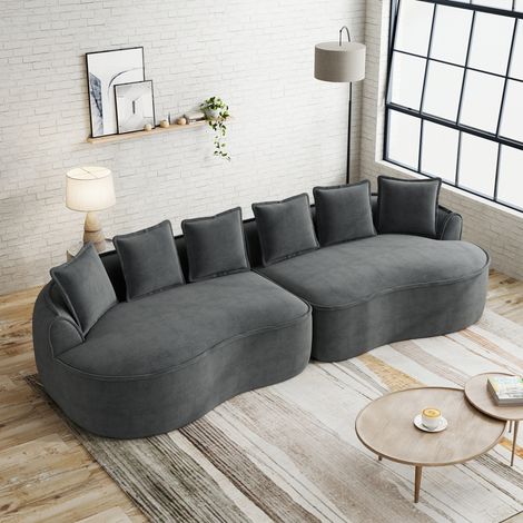Canapé quatre places modulaire chenille sans cadre très grande taille. Sièges profonds coussins inclus sans assemblage,gris. (1/5)