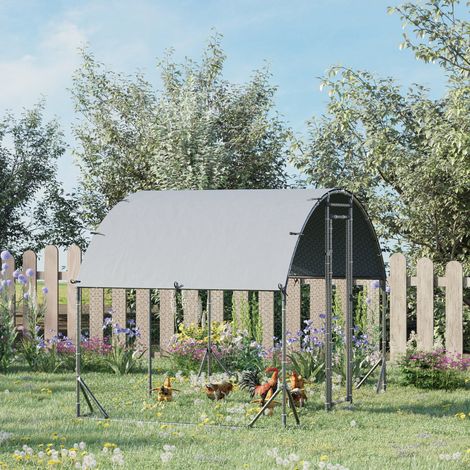 CHICFURN Pollaio in acciaio 280 x 190 x 197 cm, recinto per 4-6 galline, argento (1/5)