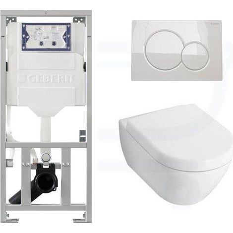 Villeroy & Boch Subway 2.0 set encastrable avec WC suspendu blanc abattant softclose plaque de commande blanche