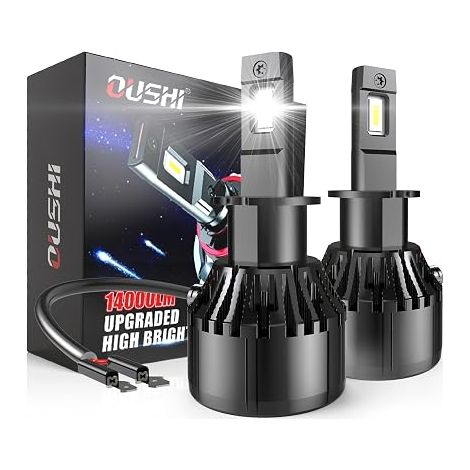 H3 LED Bulb Canbus 70W 14000LM Per Pair Bulbs H3 LED Headlights For Car 6000K Xenon White Waterproof Conversion Kit Bulb (2 Pieces) (1/5)