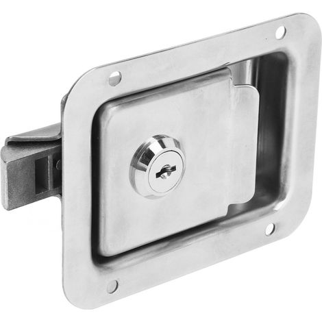 Poignée de verrouillage à palette 120x92mm, acier inoxydable 304, serrure de porte d'entrée avec bouton et pêne dormant pour camping-cars, camions, remorques et caravanes (1/5)