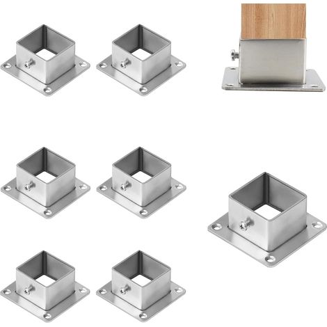 8 pièces Douilles à visser pour poteaux en bois carré de 25 x 25 mm Support de poteau à visser Plaque de sol Ancrage pour clôture, terrasse et balustrade (1/5)