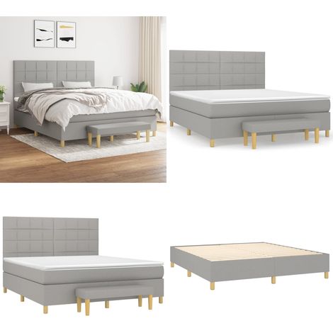 Boxspringbett mit Matratze Hellgrau 160x200 cm Stoff - Boxspringbett - Doppelbett - Bett Mit Lattenrost - Bettrahmen - Schlafsofa - Home & Living (1/5)