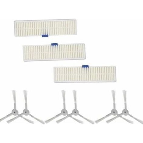 Accessoire pour aspirateur,Pour Aspirateur Rowenta Robot Explorer Series 20 40 50 60, Brosse Latérale Et Filtre Hepa, 6 Têtes De Brosse + 3 Filtres (1/5)