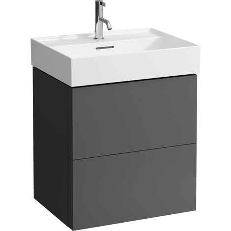 Meuble sous-vasque KARTELL 600x580x450mm, 2 tiroirs gris ardoise (1/5)