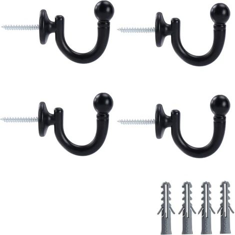 Crochets noirs en alliage d'aluminium, crochets de fixation pour rideaux, crochets pour cordons de rideaux, rideaux en tissu (1/5)