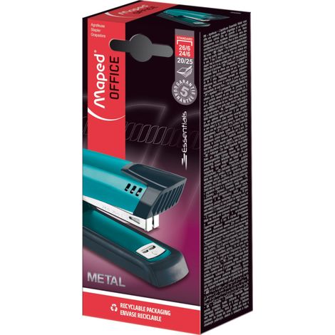 MAPED Essentials Metal Deco - Cucitrice da ufficio in metallo da 25 fogli